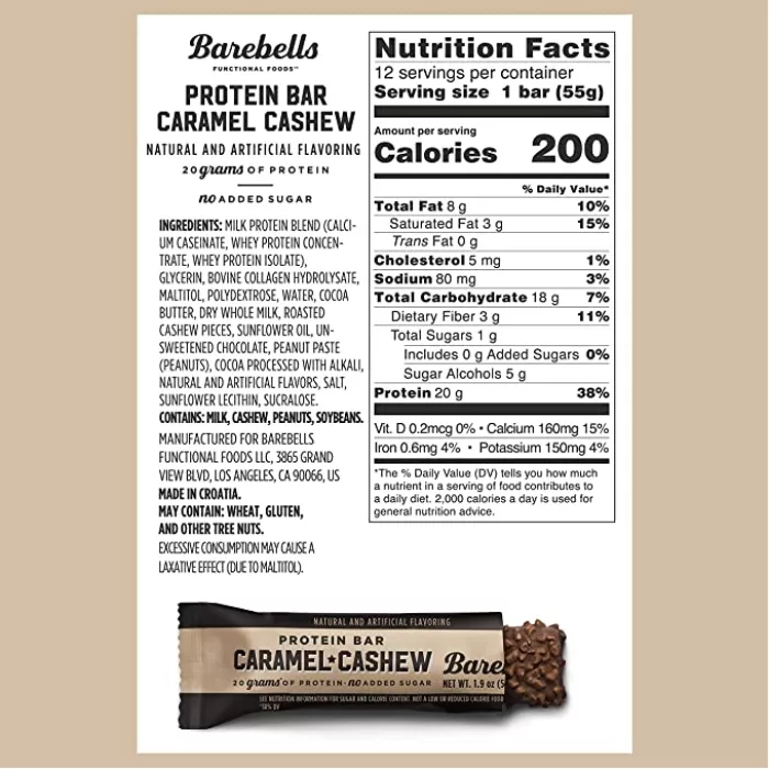 Barebells Bars Baton Proteic Cu Aroma De Caramel Si Caju, 55g