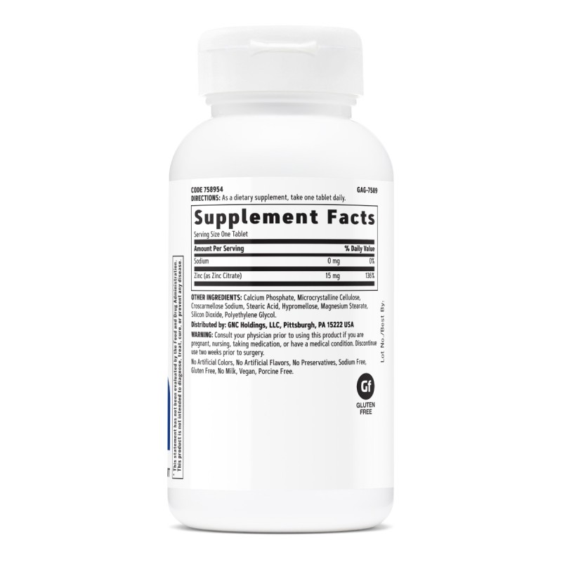 Gnc Zinc Citrat 15 Mg, 90 Tb