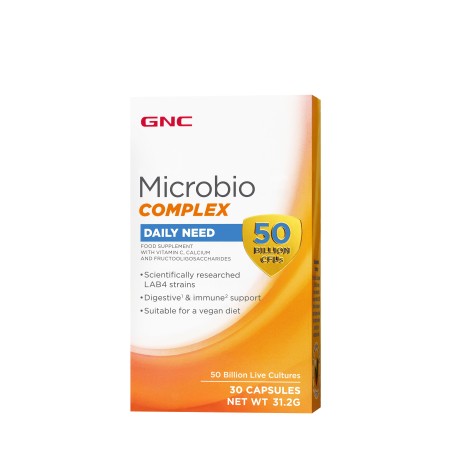 Gnc Microbio Complex Daily Need 50 Mil. Ufc, Probiotic Patentat Cu 50 Miliarde Culturi Vii, 30 Capsule