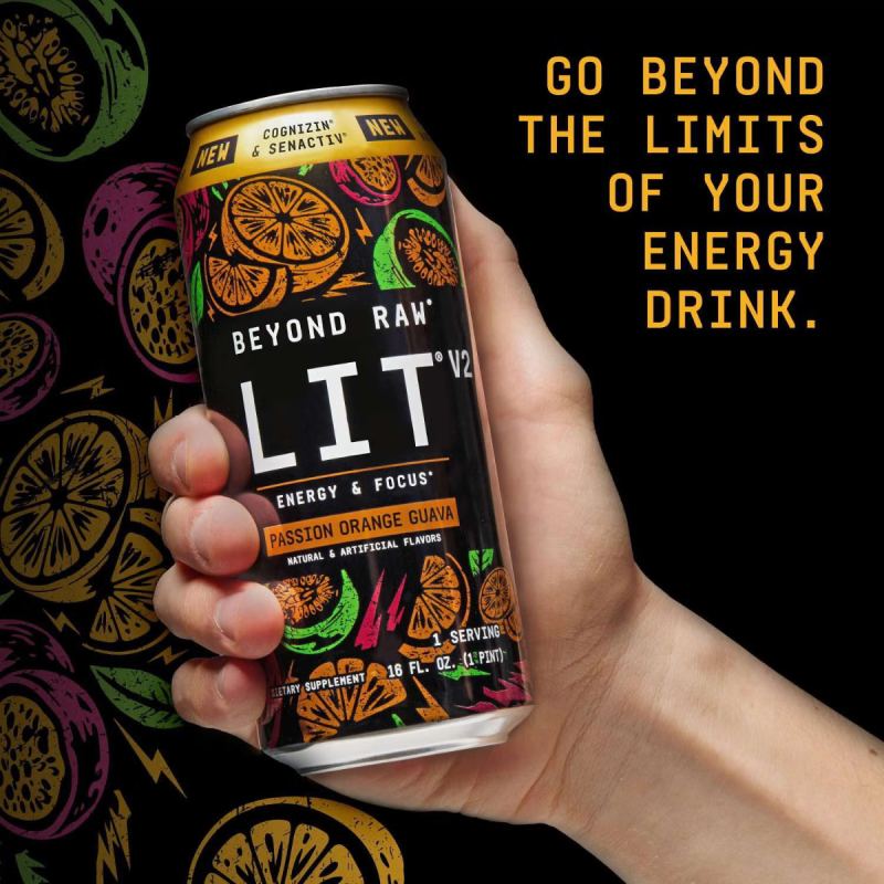 Gnc Beyond Raw Lit V2 On-the-go Pre-workout Passion Orange Guava, Bautura Pre-workout Rtd, 473 Ml