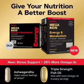 Gnc Mega Men Energy & Metabolism Vitapak Program, Complex De Multivitamine Pentru Barbati, Energie Si Metabolism, 30 Pliculete