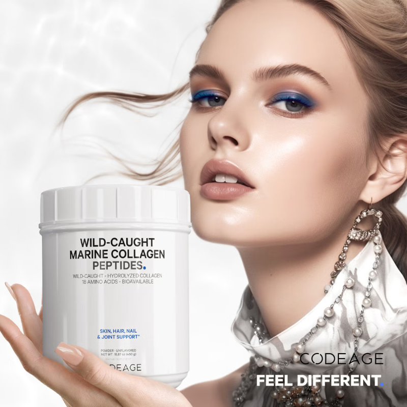 Codeage Wild-caught Marine Hydrolyzed Collagen Peptides Powder Type I And Iii, Colagen Marin Din Pesti Salbatici Tip I Si Iii, 450 G