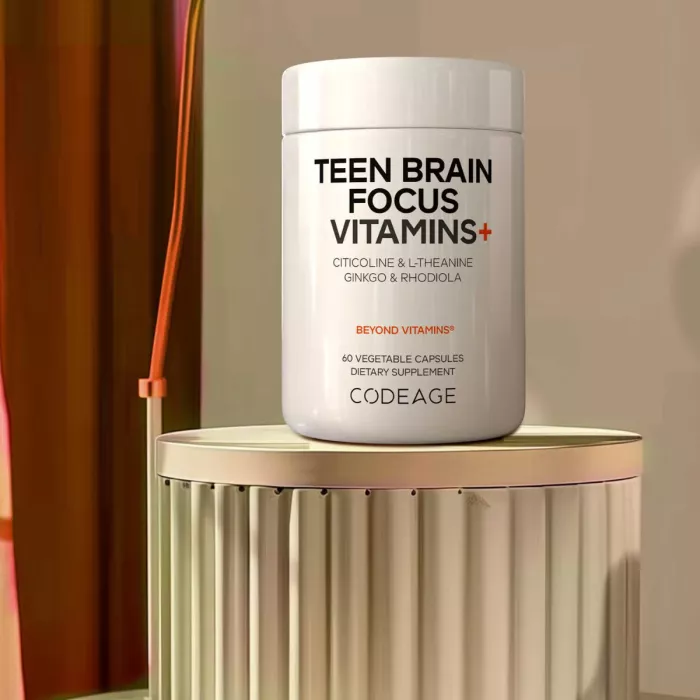 Codeage Teen Brain Focus Vitamins+, Concentrare Si Echilibru Mental Pentru Adolescenti, 60 Cps