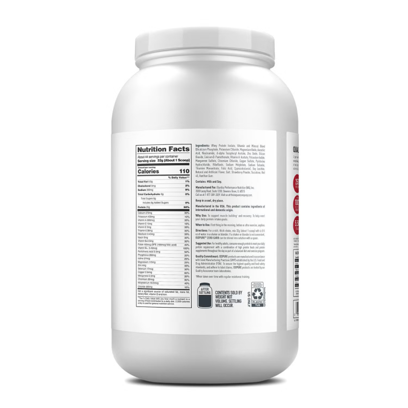 Isopure Zero Carb Proteina Cu Aroma De Crema De Capsuni, 1360 G