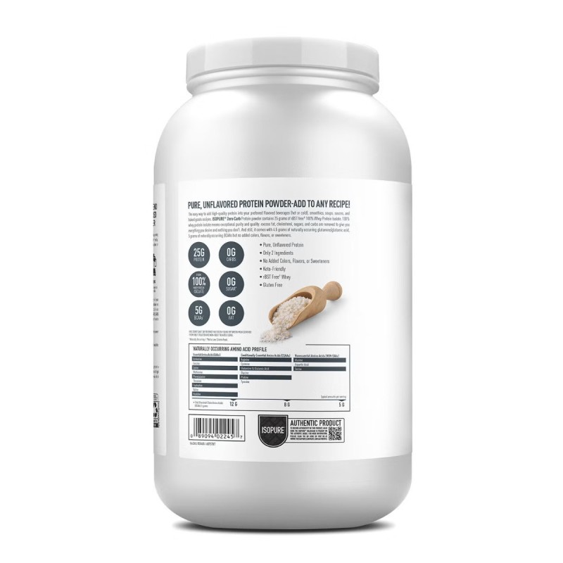 Isopure Zero Carb, Proteina Izolata Din Zer Fara Carbohidrati, Fara Aroma, 1360g