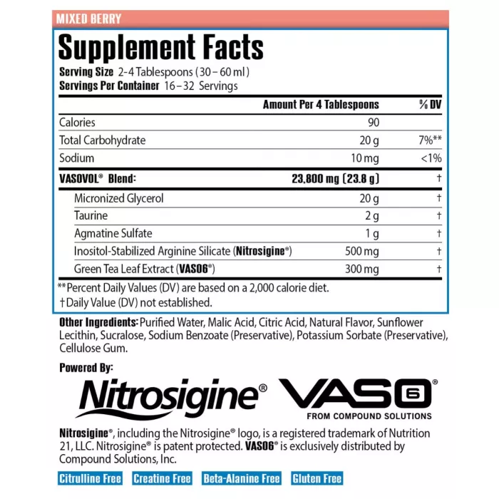 Sirenlabs Vaso Vol, Formula Avansata Pentru Pompare Musculara Si Performanta Cu Aroma De Fructe De Padure, 960 Ml Sirenlabs Vaso Vol, Formula Avansata Pentru Pompare Musculara Si Performanta Cu Aroma De Fructe De Padure, 960 Ml