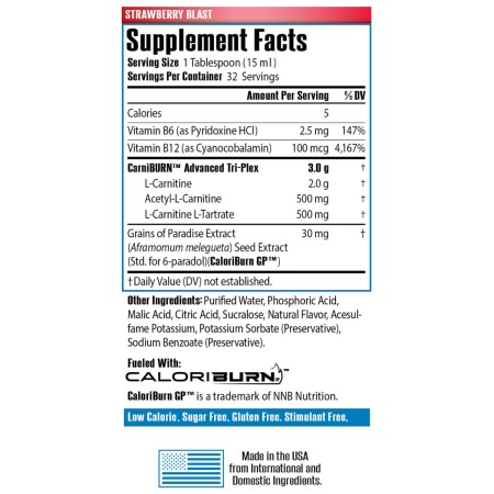 Sirenlabs L-carnitine Elite Burn, L-carnitina Lichida, Cu Aroma De Capsuni, 480 Ml