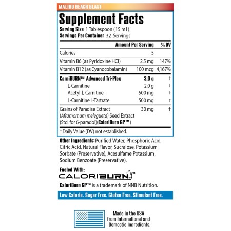 Sirenlabs L-carnitine Elite Burn, L-carnitina Lichida, Cu Aroma Tropicala, 480 Ml