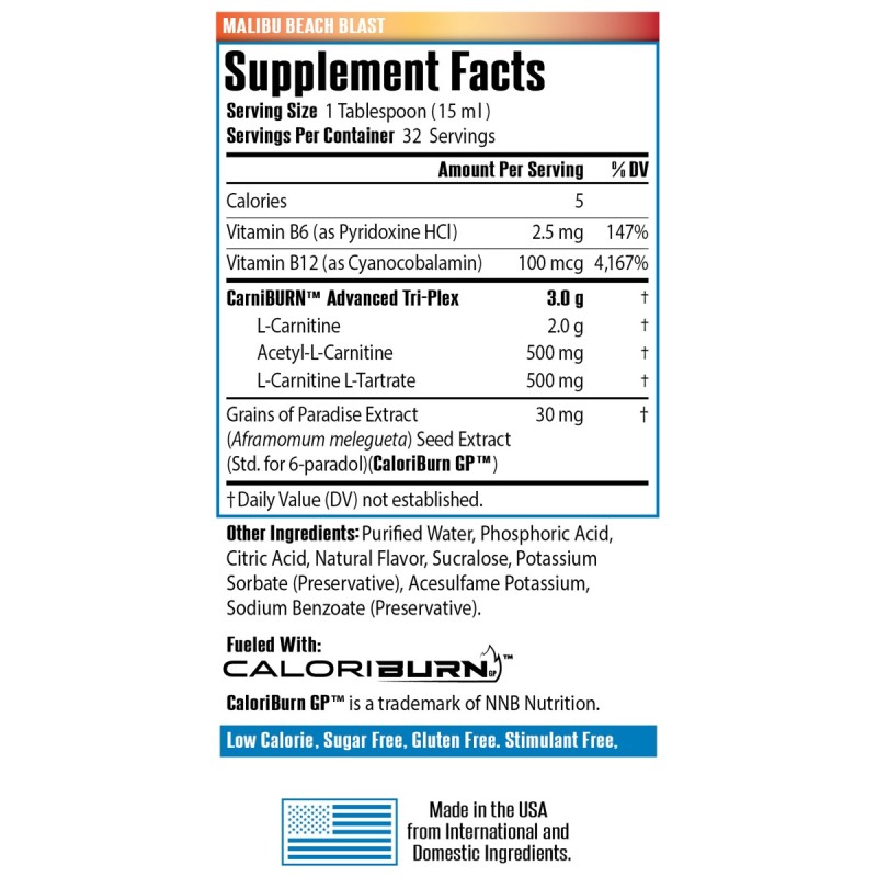 Sirenlabs L-carnitine Elite Burn, L-carnitina Lichida, Cu Aroma Tropicala, 480 Ml