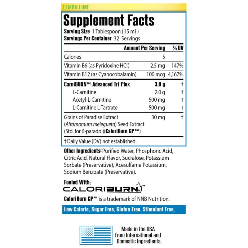 Sirenlabs L-carnitine Elite Burn, L-carnitina Lichida, Cu Aroma De Lamaie Si Lime, 480 Ml