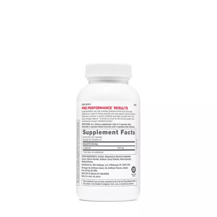 Gnc Pro Performance L-glutamine 1500 Mg, Glutamina, 90 Cps Gnc Pro Performance L-glutamine 1500 Mg, Glutamina, 90 Cps