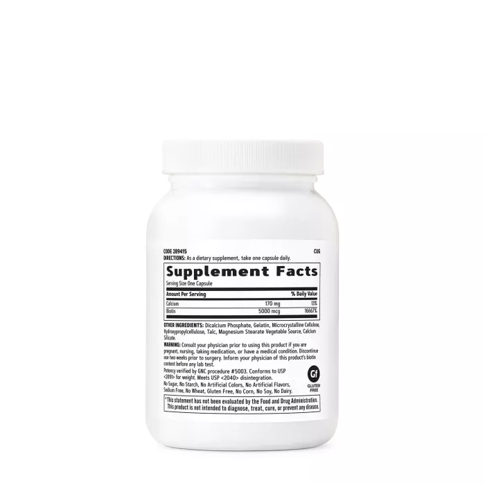 Gnc Biotin 5000 Mcg, Supliment Esential Pentru Par, Piele Si Unghii, 120 Cps Gnc Biotin 5000 Mcg, Supliment Esential Pentru Par, Piele Si Unghii, 120 Cps