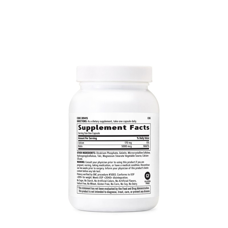 Biotin 5000 mcg, supliment esential pentru par, piele si unghii (120 cps), GNC Live Well