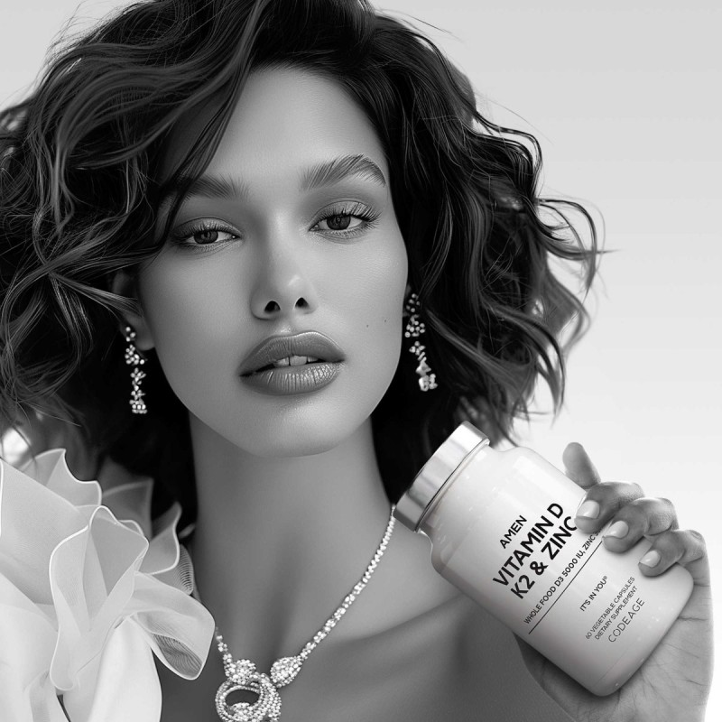 Codeage Amen Vitamin D - K2 & Zinc - Vitamin D3, Formula Pentru Imunitate, Oase Puternice Si Protectie Cardiovasculara, 60 Cps