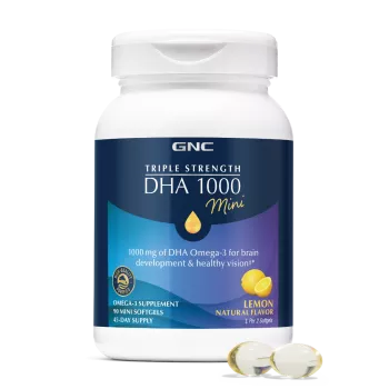 Gnc Triple Strength Dha 1000 Mini, Acizi Grasi Dha Omega-3 Mini, Cu Aroma Naturala De Lamaie, 90 Cps