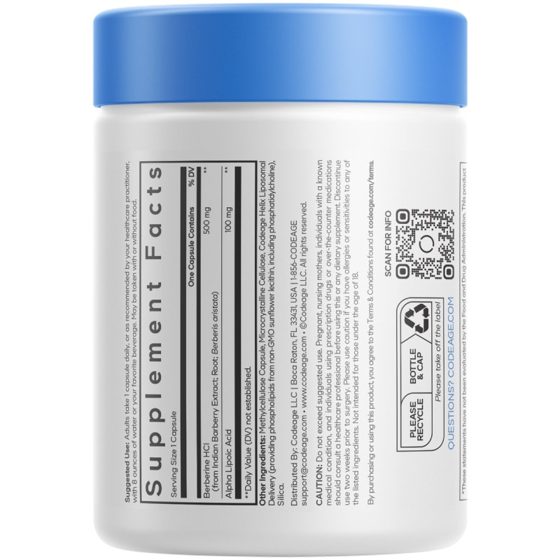 Codeage Berberine Phytosome,formula Pentru Echilibru Glicemic Si Sustinerea Metabolismului Cu Berberina, 60 Cps