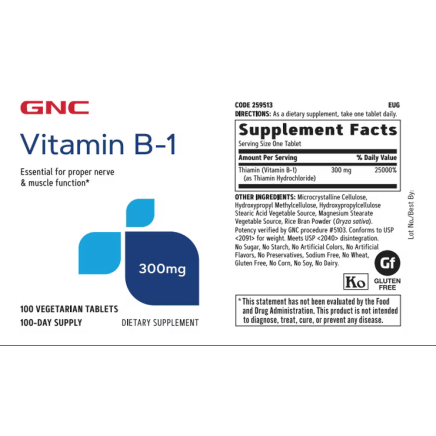 Vitamina B-1 300 mg (100 tb), GNC Live Well