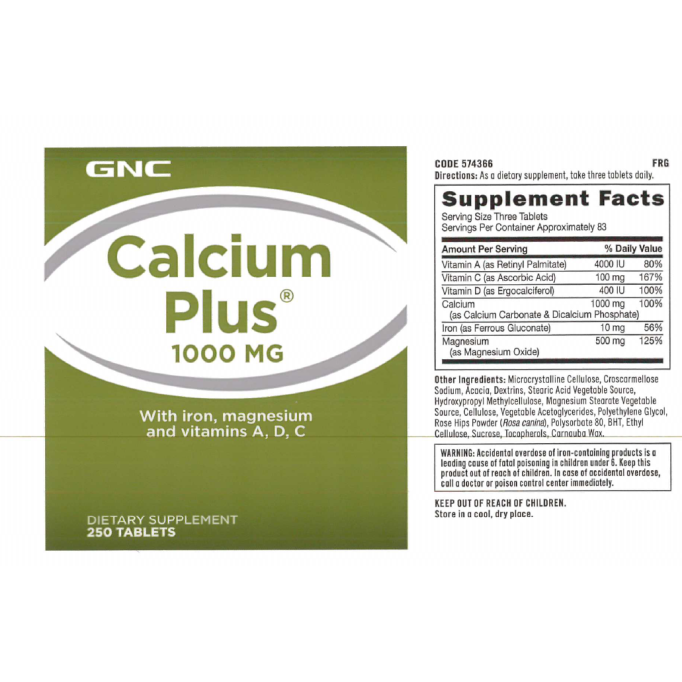 Calciu Plus 1000 Mg (250 Tb), GNC Live Well