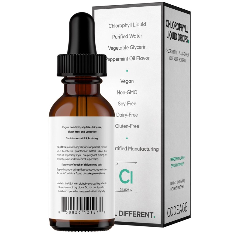 Codeage Chlorophyll Liquid Drops, Clorofila Lichida Cu Aroma De Menta, 60 Ml