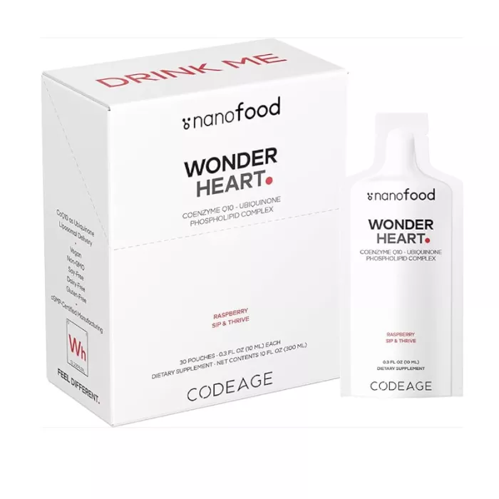 Codeage Nanofood Wonder Heart Coq10 Ubiquinone Liposomal With Phosphatidylcholine, Formula Cu Ubiquinona Pentru Sanatatea Sistemului Cardiovascular Cu Aroma De Zmeura, 30 Pliculete X 10 Ml