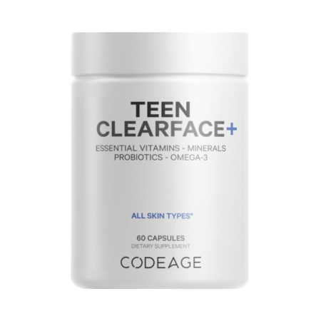 Codeage Teen Clearface Daily Multivitamin & Minerals, Complex De Multivitamine Pentru Adolescenti Pentru Ten Sanatos, 60 Cps