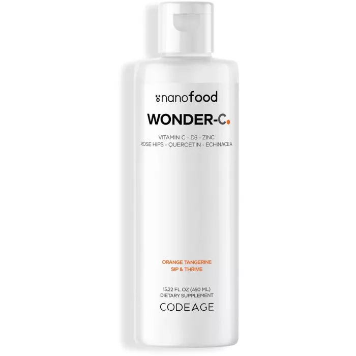 Codeage Nanofood Wonder-c Liposomal Liquid Vitamin C, D3 & Zinc, Vitamina C Lipozomala Lichida Cu D3 Si Zinc, Cu Aroma De Portocala Cu Mandarina, 473 Ml