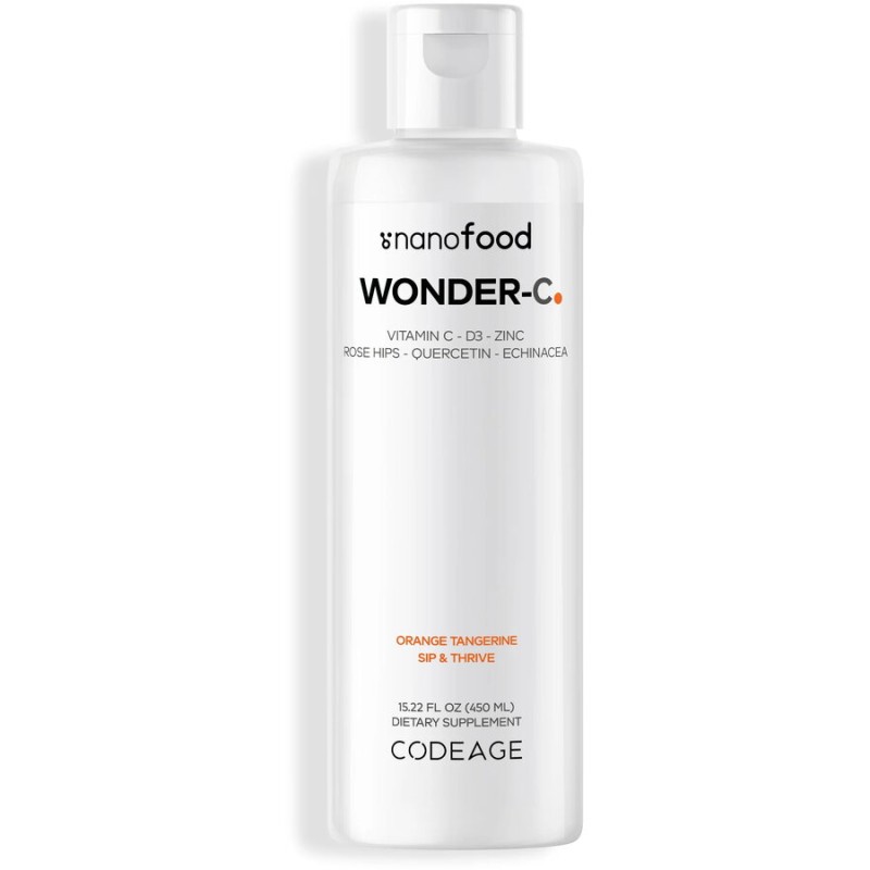 Codeage Nanofood Wonder-c Liposomal Liquid Vitamin C, D3 & Zinc, Vitamina C Lipozomala Lichida Cu D3 Si Zinc, Cu Aroma De Portocala Cu Mandarina, 473 Ml