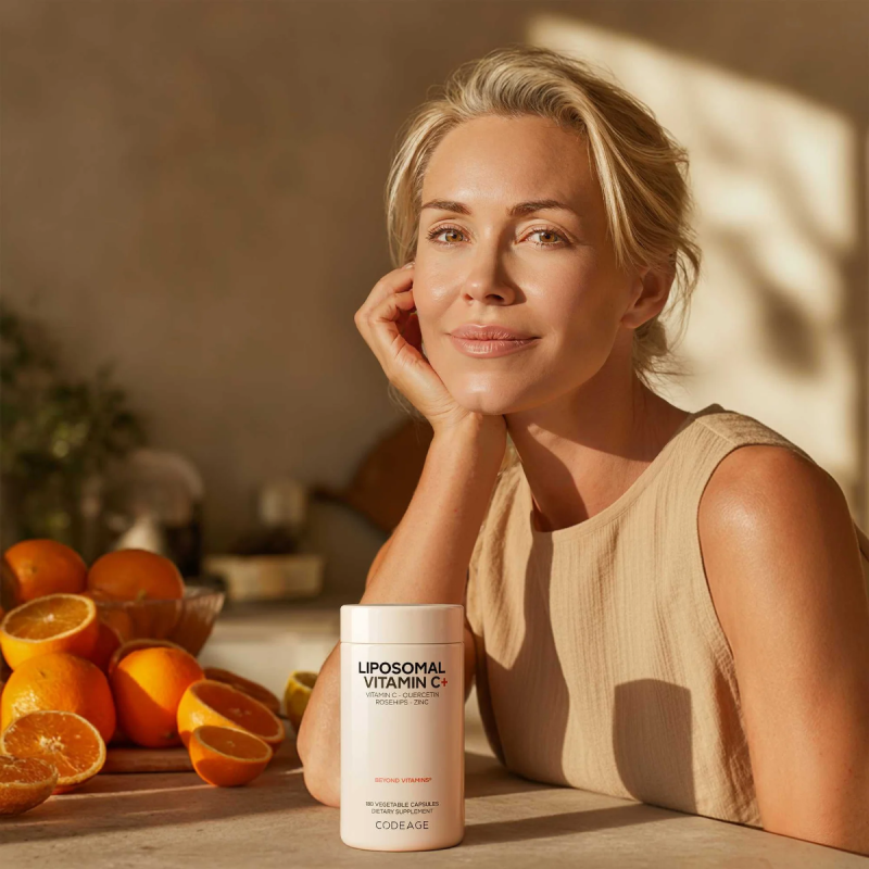 Codeage Liposomal Vitamin C, Vitamina C Liposomala - Formula Avansata Pentru Absorbtie Superioara, 180 Cps