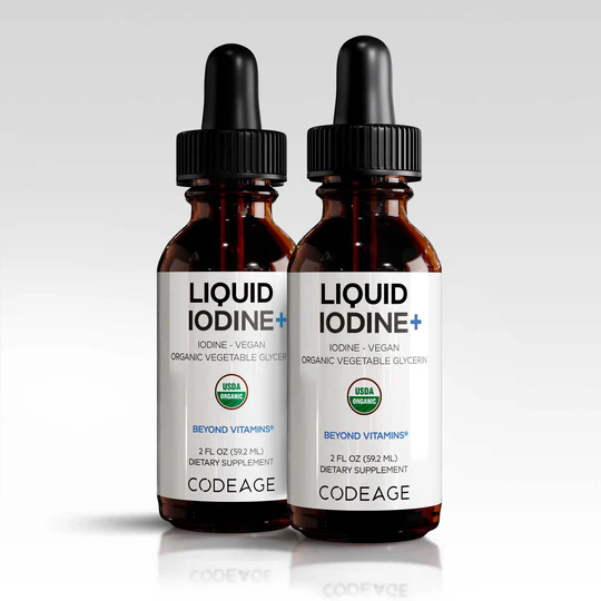 Codeage Liquid Iodine+ Unflavored, Iod Lichid Fara Aroma Pentru Suport Tiroidian Si Functionare Optima A Organismului,59.2 Ml