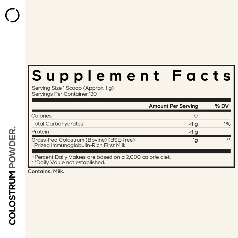 Codeage Bovine Colostrum Powder Unflavored Immunoglobulin Rich, Colostru Bovin Cu Imunoglobuline Pentru Imunitate Si Digestie Fara Aroma, 120g