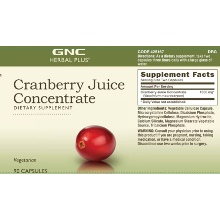 Herbal Plus, concentrat din suc de merisor (90 Cps), GNC Live Well