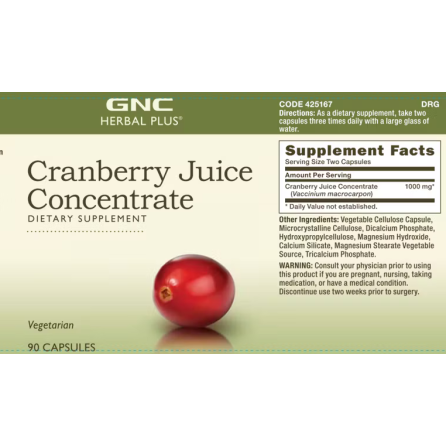Herbal Plus, concentrat din suc de merisor (90 Cps), GNC Live Well
