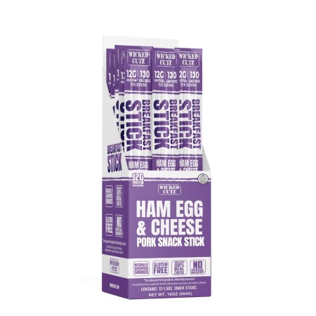 Wicked Cutz Breakfast Sticks, Ham Egg & Cheese, Carnat Cu Oua Si Branza, 42,g
