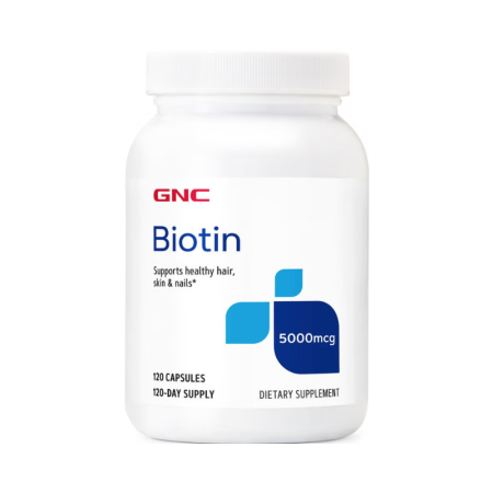 Biotin 5000 mcg, supliment esential pentru par, piele si unghii (120 cps), GNC Live Well