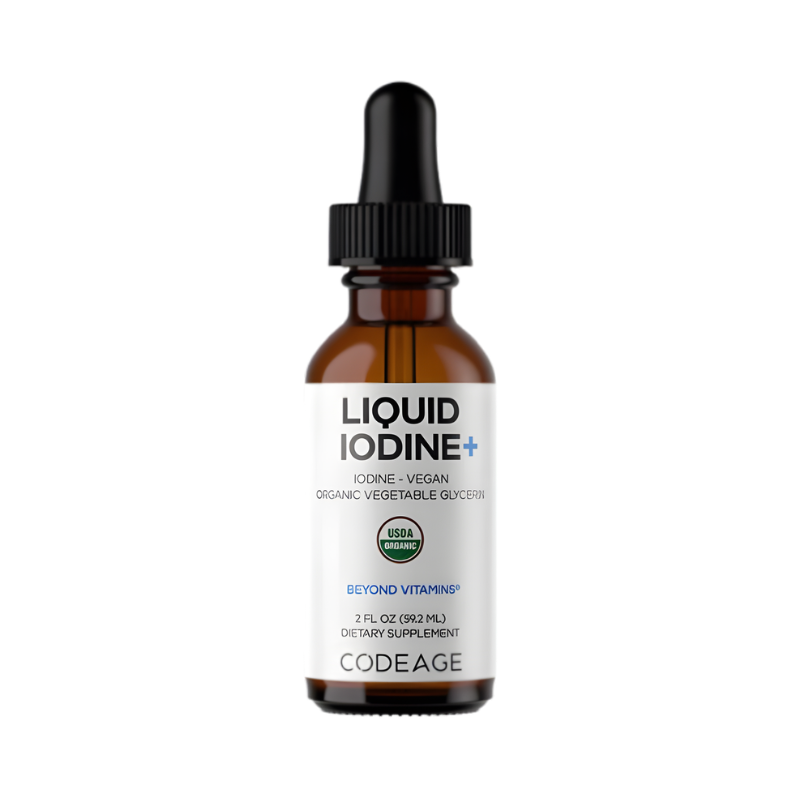 Codeage Liquid Iodine+ Unflavored, Iod Lichid Fara Aroma Pentru Suport Tiroidian Si Functionare Optima A Organismului,59.2 Ml