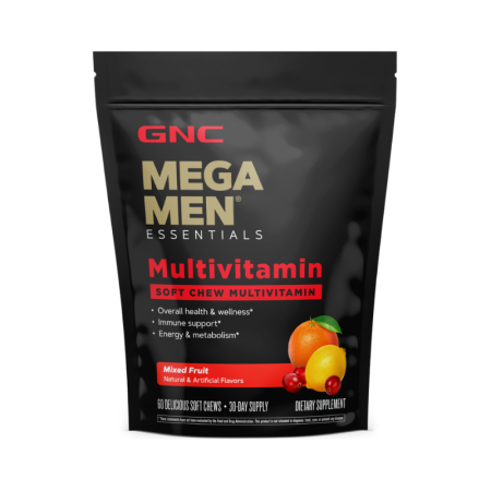 Mega Men Soft Chews, Complex De Multivitamine Pentru Barbati, Cu Gust De Fructe Asortate (60 Caramele), GNC