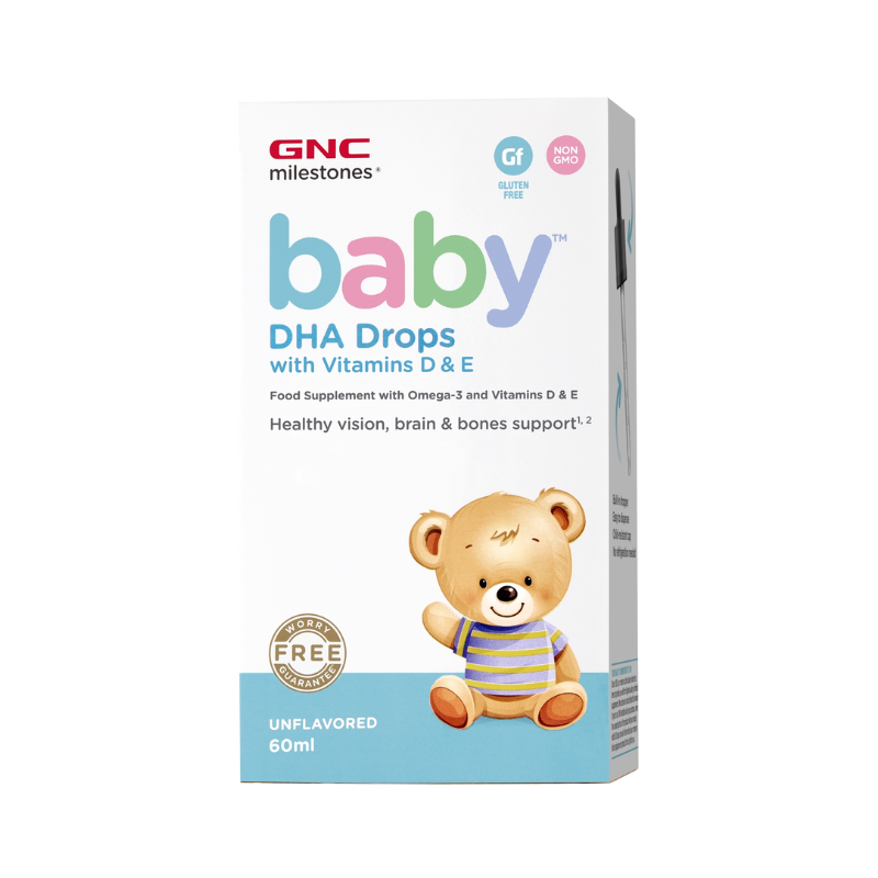 Milestones Baby Dha Drops, Picaturi Cu Dha + Vitamina D Si E Pentru Bebelusi  (60 ml), GNC