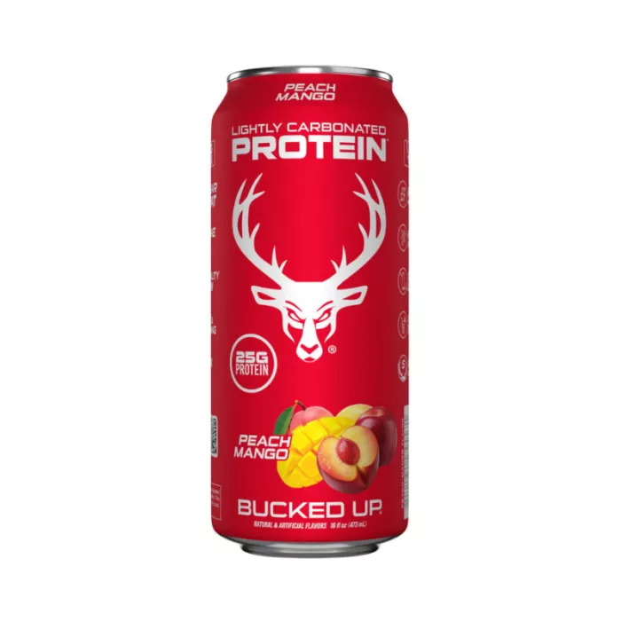 Bucked Up Lightly Carbonated Protein Rtd, Bautura Proteica Usor Carbogazoasa Cu Aroma Piersica Si Mango, 473 Ml