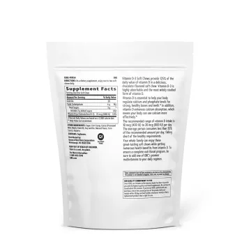 Vitamina D-3 1000 Ui naturala 100% din lanolina cu aroma de ciocolata (60 caramele), GNC Live Well