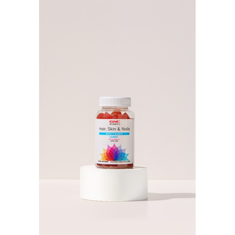 Gnc Women's Hair, Skin & Nails Strawberry , Jeleuri Cu Biotina Si Vitamine Pentru Frumusetea Parului, Pielii Si Unghiilor, 60 Jeleuri