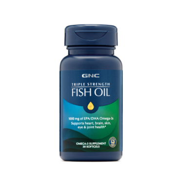 Gnc Triple Strength Fish Oil, Ulei De Peste, 1000 Mg Omega-3 Epa Si Dha, 30 Cps