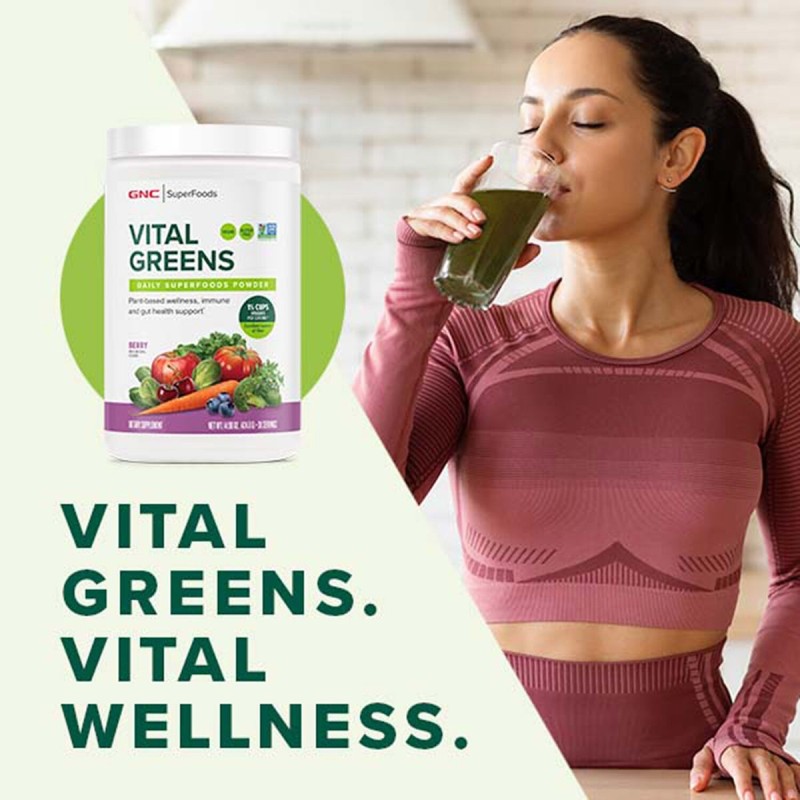 Gnc Superfoods Vital Greens Daily Superfoods Powder, Pudra Cu Super Alimente Verzi Cu Aroma De Mango, 421.5 G