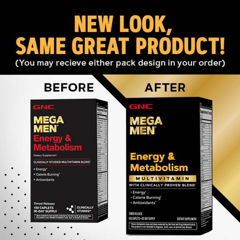 Gnc Mega Men Energy & Metabolism, Complex De Multivitamine Pentru Barbati, Energie Si Metabolism, 180 Tb