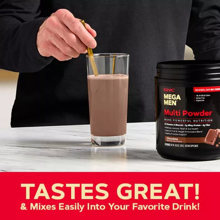 Gnc Mega Men Multi Powder, Pudra Cu Multivitamine, Proteine Si Verdeturi Cu Aroma De Vanilie, 465 G Gnc Mega Men Multi Powder, Pudra Cu Multivitamine, Proteine Si Verdeturi Cu Aroma De Vanilie, 465 G
