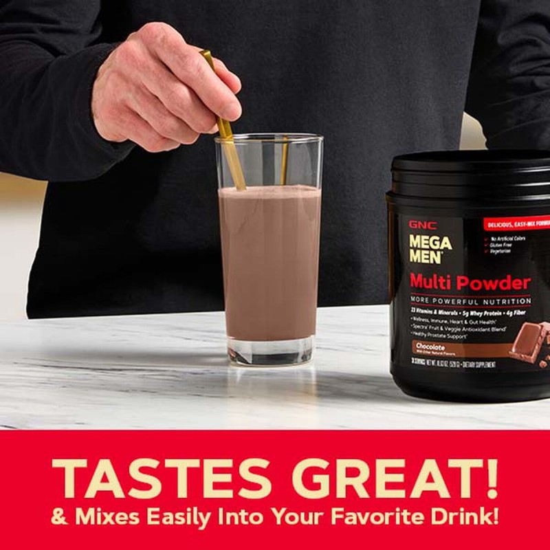 Gnc Mega Men Multi Powder, Pudra Cu Multivitamine, Proteine Si Verdeturi Cu Aroma De Vanilie, 465 G