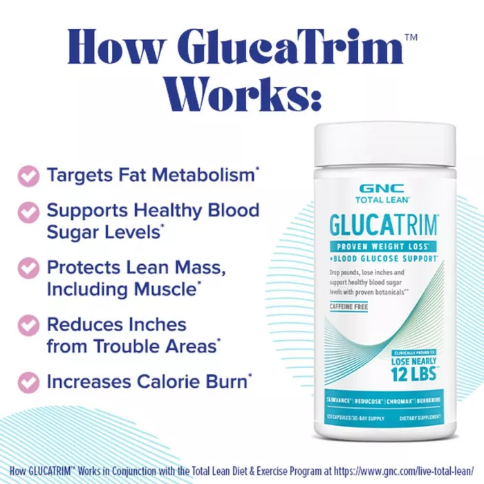 Gnc Total Lean Glucatrim Proven Weight Loss + Blood Glucose Support, Formula Avansata Pentru Slabit, 120 Cps Gnc Total Lean Glucatrim Proven Weight Loss + Blood Glucose Support, Formula Avansata Pentru Slabit, 120 Cps
