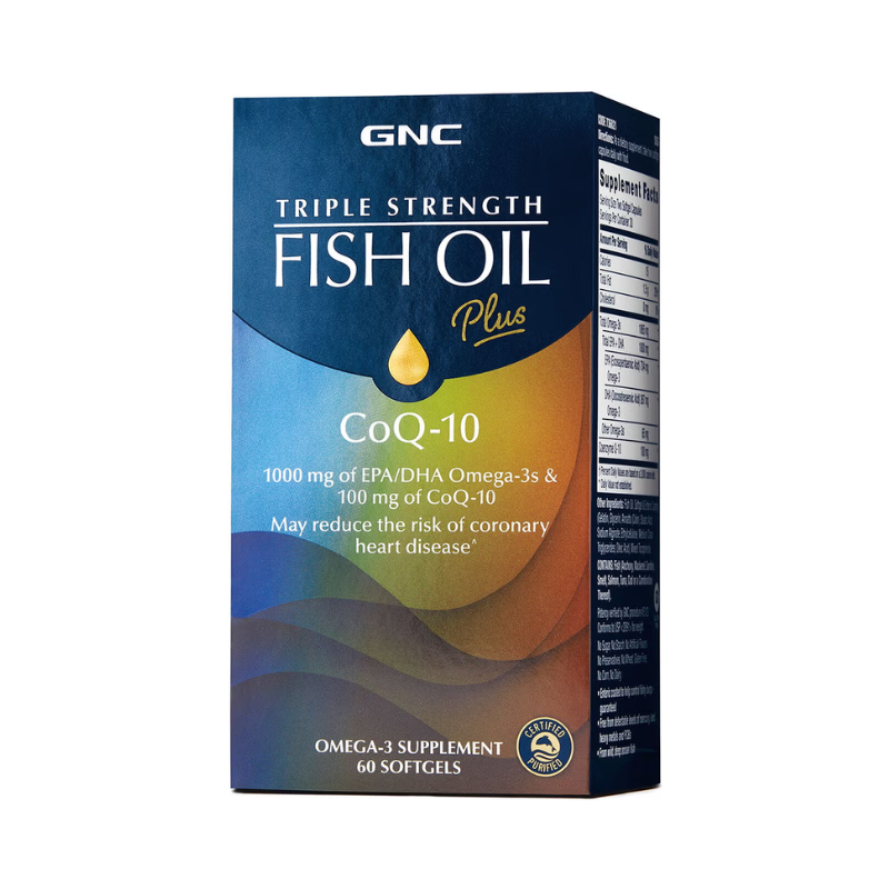 Gnc Triple Strength Fish Oil Plus Coq-10, Ulei De Peste Plus Coenzima Q-10,  60 Cps