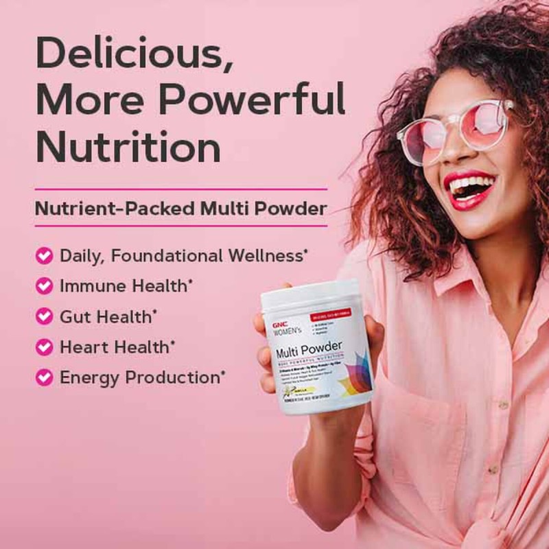 Gnc Women’s Multi Powder, Pudra Cu Multivitamine, Proteina Si Verdeturi Pentru Femei Cu Aroma De Vanilie, 485 G