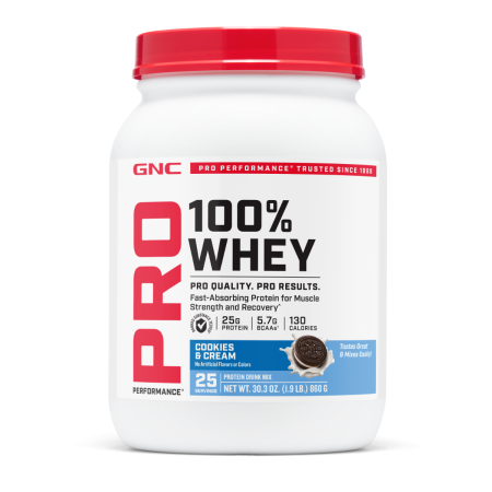 Gnc Pro Performance 100% Whey, Proteina Din Zer Cu Aroma De Biscuit Si Crema, Testata Antidoping, 860 G