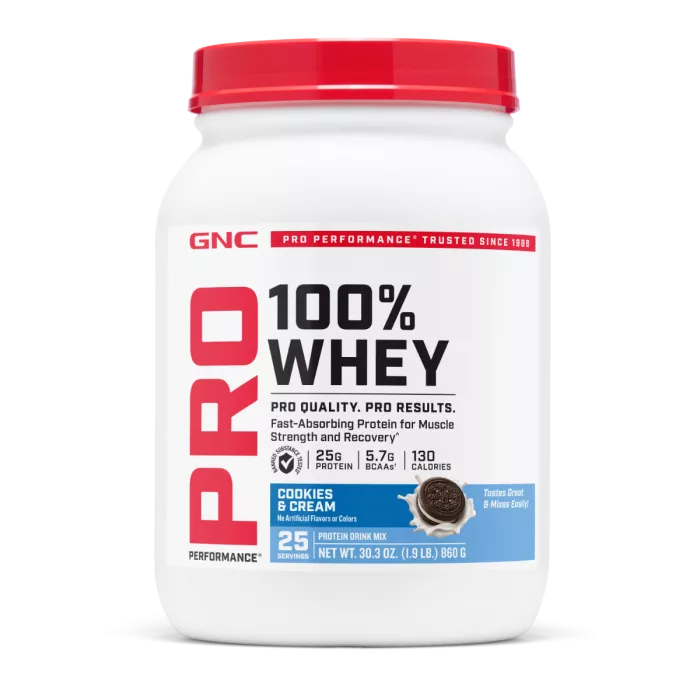 Gnc Pro Performance 100% Whey, Proteina Din Zer Cu Aroma De Biscuit Si Crema, Testata Antidoping, 860 G